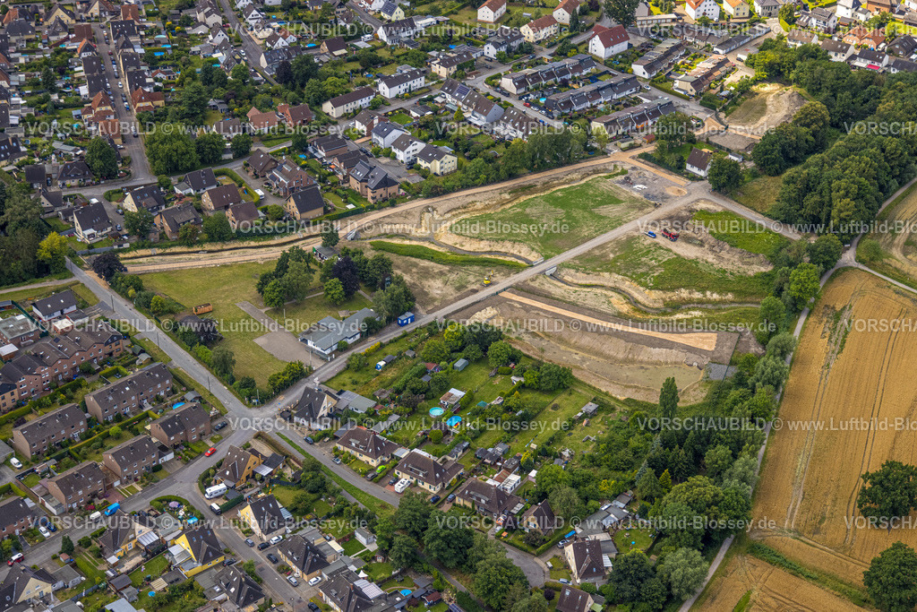 Hamm240707305 | Luftbild, Bauarbeiten Lippeverband, Hochwasserschutzmaßnahme Renaturierung Erlenbach zwischen Mennenkamp und Geithe, Uentrop, Hamm, Ruhrgebiet, Nordrhein-Westfalen, Deutschland