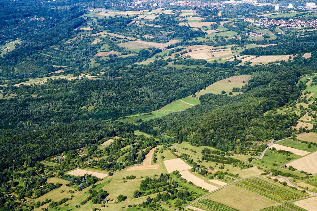 Luftbild: Naturschutzgebiet Kettelbachtal im Ortsteil Obernhausen in Birkenfeld im Bundesland Baden-Württemberg in Deutschland. Foto: IMG_12327.jpg vom 05.08.2008 durch Werner Riehm/FLY-FOTO.de
