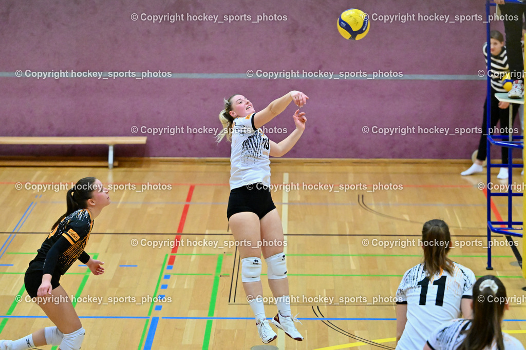 ASKÖ Volley Eagles Villach vs. TI- Schu Staudinger Volley 22.3.2024 | #15 Helena MORITZ Villach ASKÖ Volley, #13 Vanessa BEBEKAJLO Villach ASKÖ Volley, ASKÖ Volley Eagles Villach vs. TI- Schu Staudinger Volley 22.3.2024, ASKÖ Volley Eagles Villach vs. TI- Schu Staudinger Volley am 22.03.2024 in Villach (Ballspielhalle Lind), Austria, (Photo by Bernd Stefan)