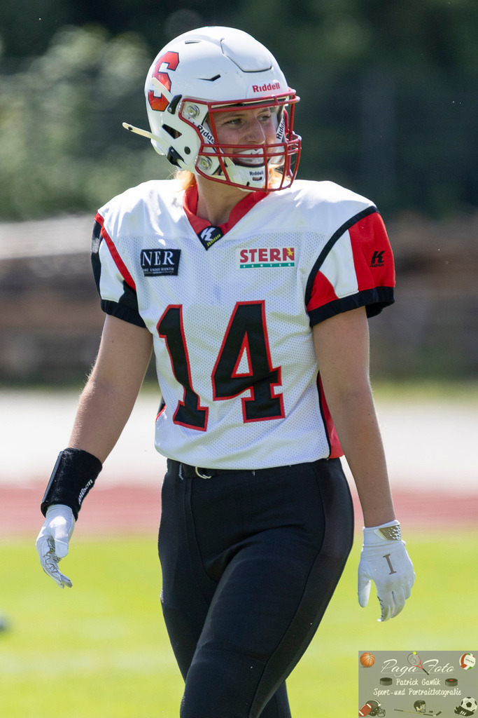 GFLW 1: German Football League Women 1: Rodgau Pioneers Ladies - Stuttgart Scorpions Sisters, 07.06.2026 | Virginia Weipert (Stuttgart Scorpions Sisters #14), Freisteller, Portrait / Porträt, Rodgau Pioneers Ladies - Stuttgart Scorpions Sisters, Rodgau, Maingau-Energie-Stadion "Am Weichsee", 7.6.2026 - Realisiert mit Pictrs.com