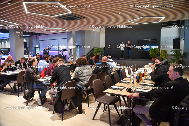 AUT, Medientermin anlaesslich der Eroeffnung der Raiffeisen Arena Linz | 22.02.2023, Raiffeisenarena Linz, AUT, Medientermin anlaesslich der Eroeffnung der Raiffeisen Arena Linz, im Bild 1. Stock BWT Business Club, Medienvertreter