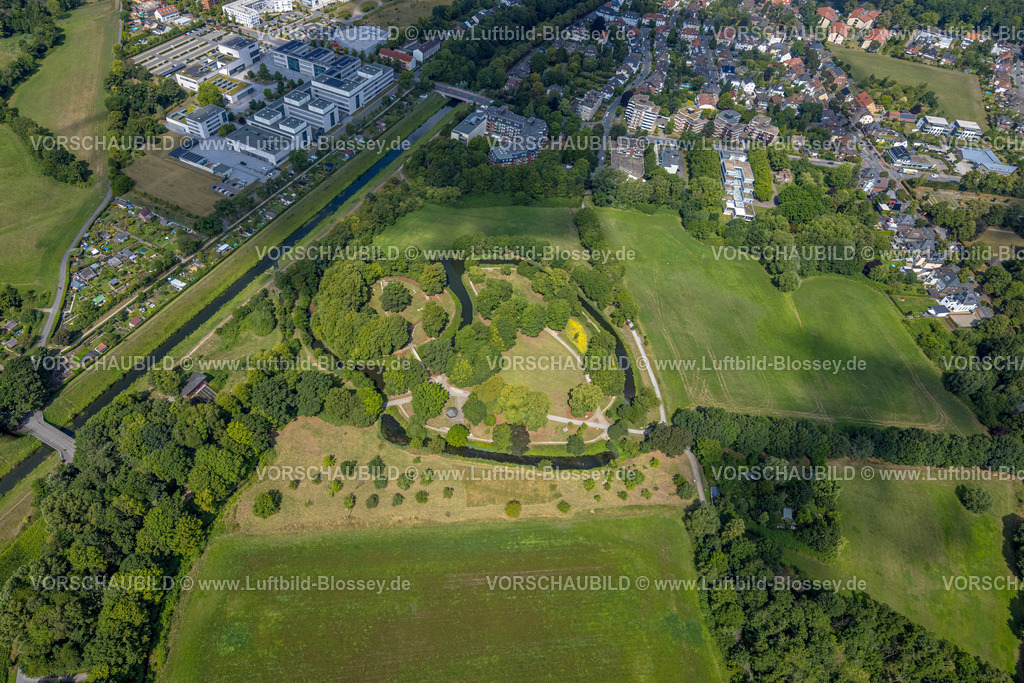 Hamm250702108Mitte | Luftbild, Marker Burghügel, Burg Mark, Fluss Ahse, Sehenswürdigkeit, Denkmal Kulturgeschichte, Uentrop, Hamm, Ruhrgebiet, Nordrhein-Westfalen, Deutschland