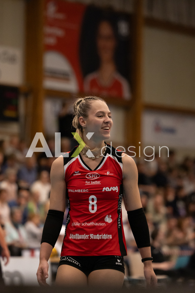 Volleyball I Frauen I Saison 2025-2026 I Volleyball NLA | Women I  Playoffs Finals 2/5 I  VC Kanti Schaffhausen - viteos NUC I  10.04.2026 | 8 Lina-Marie Lieb (DE) (VC Kanti Schaffhausen) – Aussen - Realisiert mit Pictrs.com