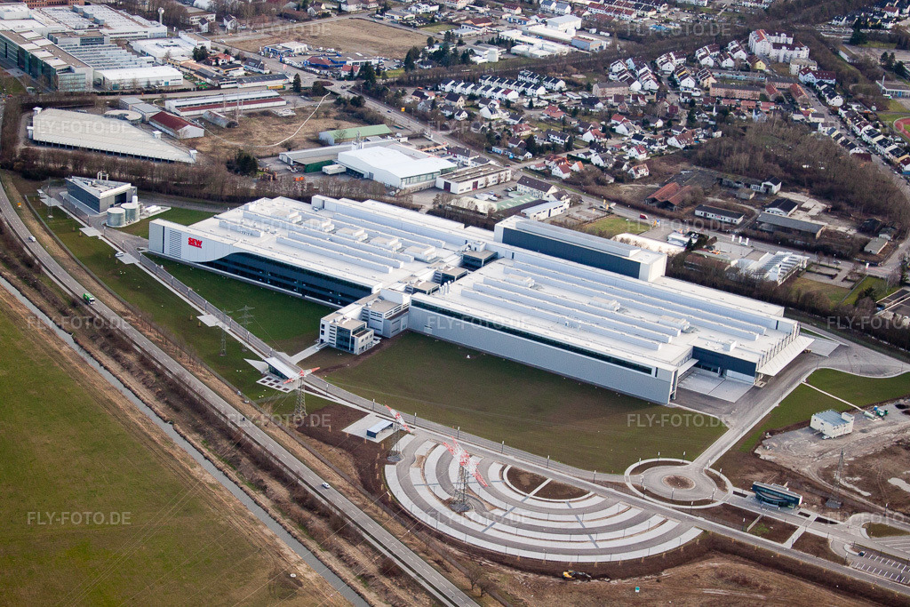 Luftbild: Bruchsal, SEW-EURODRIVE GmbH Neubau in Bruchsal im Bundesland Baden-Württemberg in Deutschland. Foto: IMG_24657.jpg vom 27.02.2010 durch Werner Riehm/FLY-FOTO.de