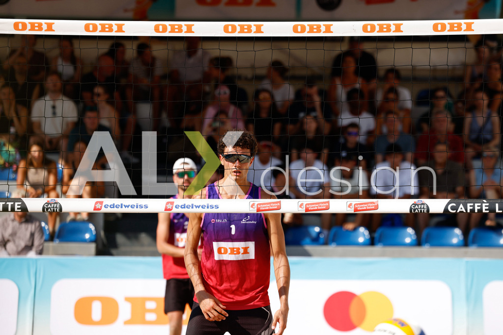 Obi BeachTour 2026 - Basel | BASEL, SWITZERLAND - JULY 17: MAËL MASSEREY (SUI) during the Obi BeachTour 2026 match between LEITNER / KINDL (AUT) and MASSEREY / SCHNEGG (SUI) at Barfüsserplatz on July 17, 2026 in Basel, Switzerland. - Realisiert mit Pictrs.com