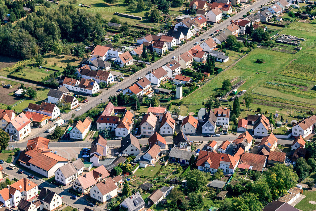 Luftbild: Schaidt, Speckstr von Westen im Ortsteil Schaidt in Wörth im Bundesland Rheinland-Pfalz in Deutschland. Foto: IMG_21045.jpg vom 06.09.2009 durch Werner Riehm/FLY-FOTO.de