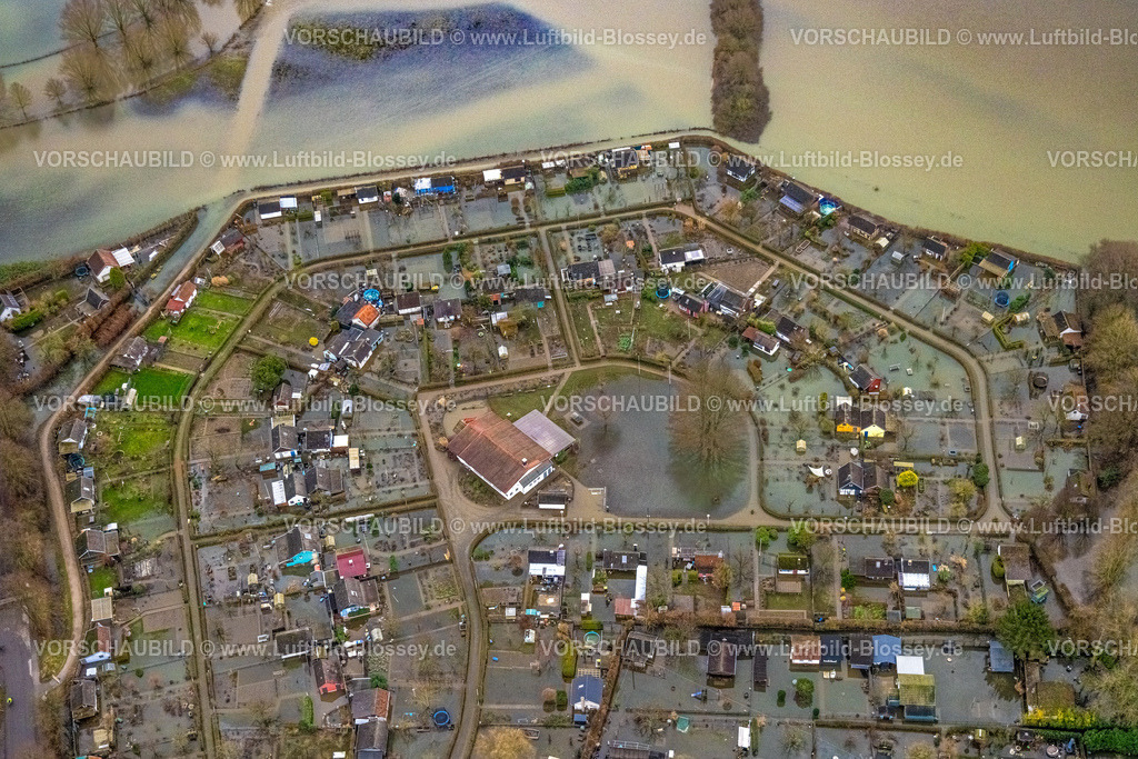 Schwerte231201425 | Luftbild, Ruhrhochwasser, Weihnachtshochwasser 2023, Fluss Ruhr tritt nach starken Regenfällen über die Ufer, Überschwemmungsgebiet Kleingartenverein KGV Amsel, Schwerte, Ruhrgebiet, Nordrhein-Westfalen, Deutschland