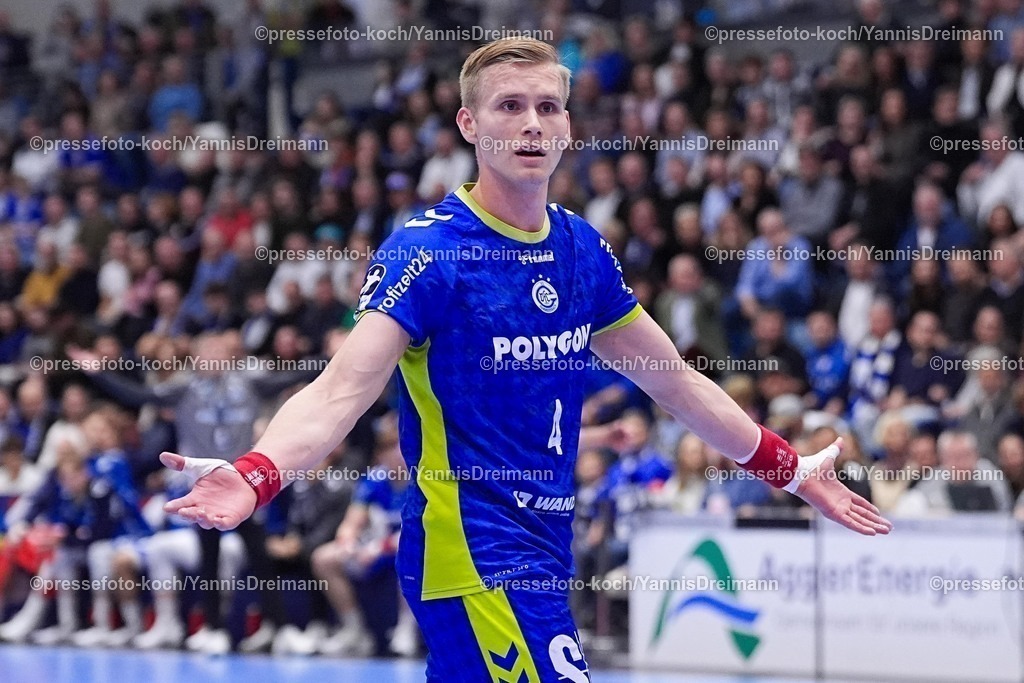 xYDRx14122501063 | 14.12.2025, xydrx, Handball, 1.HBL, VfL Gummersbach - SC Magdeburg, Schwalbe-Arena: Ellidi Vidarsson (VfL Gummersbach #4)Photo: xYannisxDreimannxPressefotoKochx