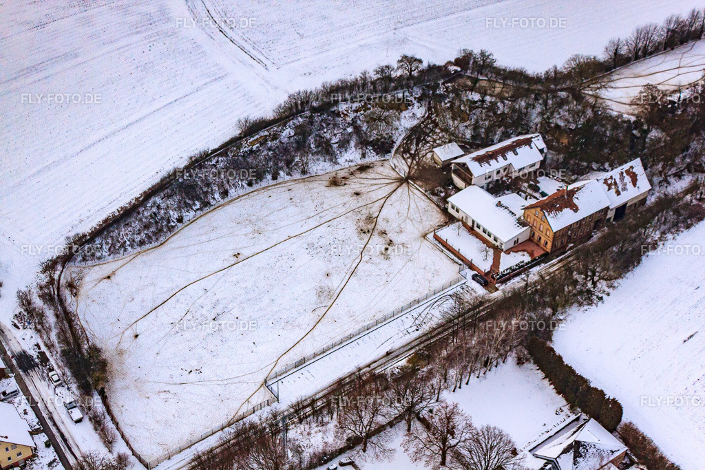 Wildgehege am Gasthaus zur Brauerei  bei Schnee | Luftbild: Wildgehege am Gasthaus zur Brauerei  bei Schnee in Freckenfeld im Bundesland Rheinland-Pfalz in Deutschland. Foto: IMG_23607.jpg vom 16.01.2010 durch Werner Riehm/FLY-FOTO.de - Realisiert mit Pictrs.com