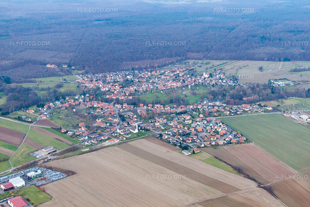 Aerial view: Scheibenhardt, oil production in Scheibenhard in the state Bas-Rhin, France.Photo: IMG_22978.jpg taken on 11/21/2009 by Werner Riehm/FLY-FOTO.comResolution of the original: 4752 x 3168 px