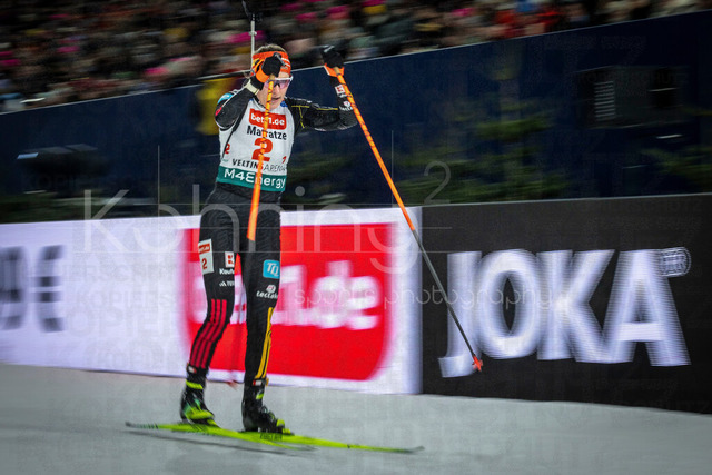 bett1.de WTC Biathlon auf Schalke, 28.12.2025 | Janina Hettich-Walz (Team Deutschland 1) bei der World Team Challenge (bett1.de WTC Biathlon auf Schalke) am 28.12.2025 in der Veltins-Arena in Gelsenkirchen (Deutschland). 