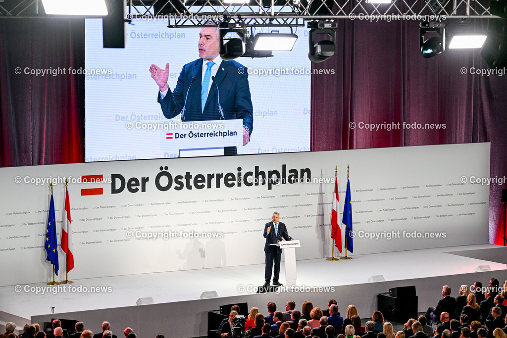 Der Oesterreichplan_ OeVP_ Wels_ 26.01.2024-71 | 26.01.2024, Wels, AUT, ÖVP, Der Österreichplan, im Bild BK Karl Nehammer (VP, Bundeskanzler)