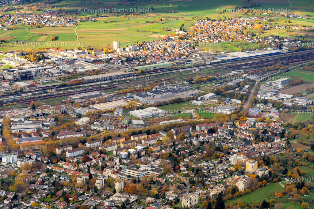 Offenburg Ortenau Ortenaukreis Nordstadt Bahnlinie  | Bilder Fotos Luftbilder Luftaufnahmen Deutschland Süden Westen Schwarzwald Baden Württemberg  