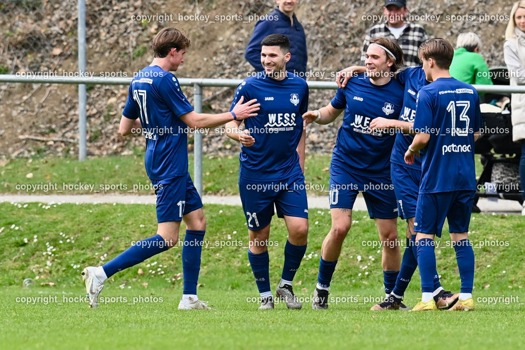 ATUS Velden vs. URC Thal Assling 1.4.2023 | Jubel ATUS Velden Mannschaft, #17 Lukas Matthias Hausott, #21 Dardan Kameraj, #10 Lukas Lausegger, #7 Anel Mujkic, #13 Felix Fürstaller