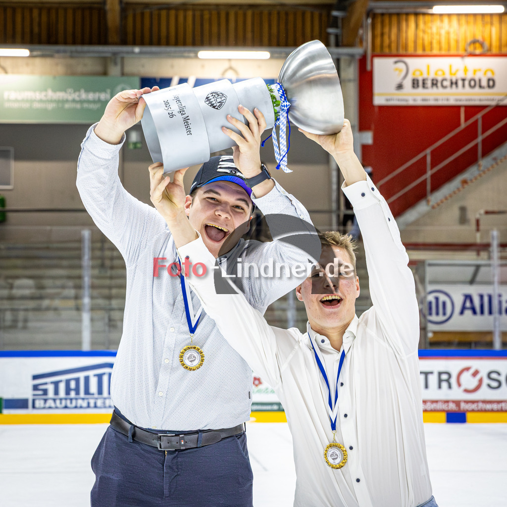 Peißenberg MINERS U20 Meisterfeier | Eishockey Bayernliga U20 Siegerehrung 2026, Peißenberg MINERS U20 Meisterfeier, 20260314,,2026-03-14 in Peißenberg (flatbuy Arena Peißenberg), Copyright: WolfgangxLindner www.foto-lindner.de