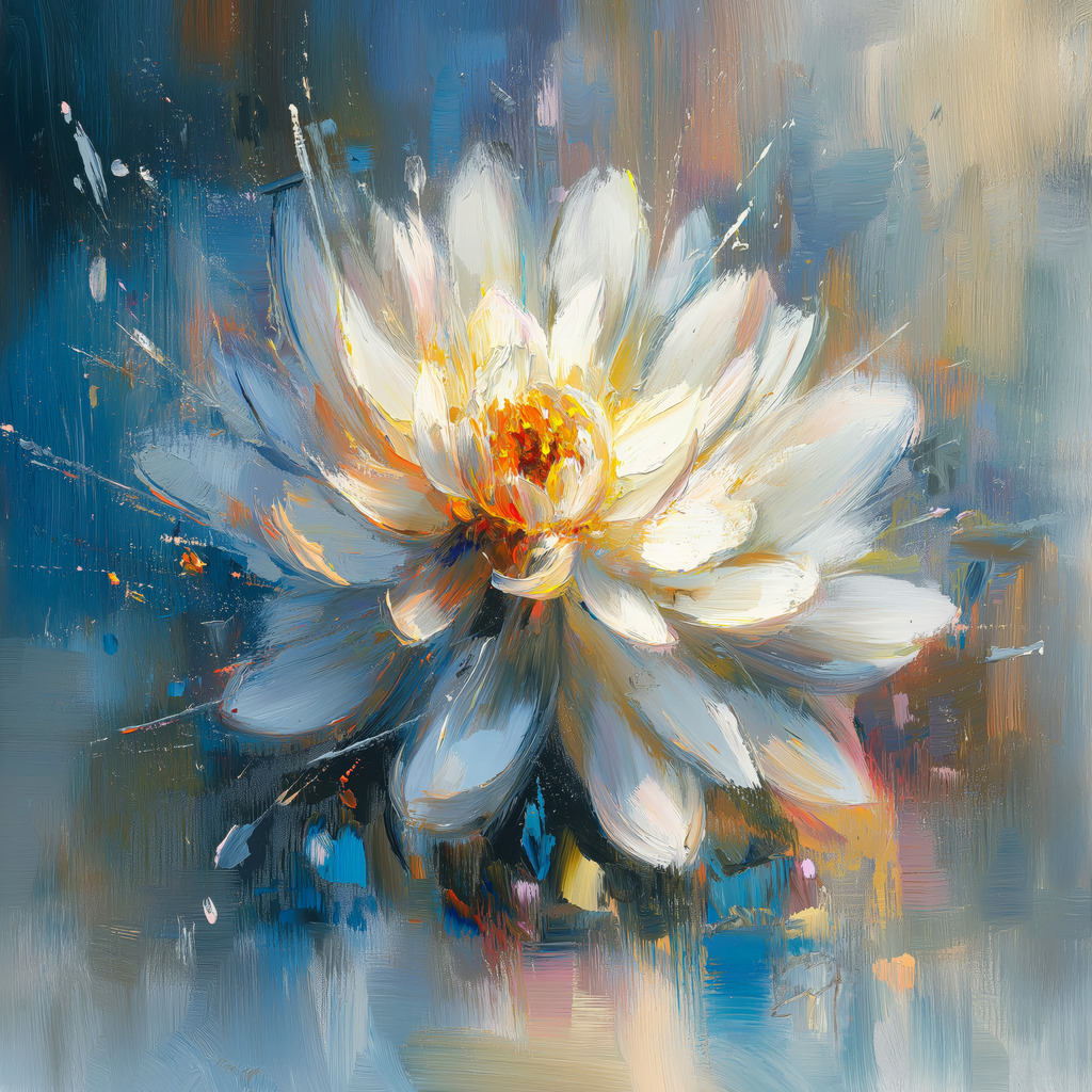 2601005 - Dahliengemälde | Dahlienblüte im Stil eines abstrakten Gemäldes als hochwertiger Kunstdruck auf Leinwand, Acrylglas, Alu-Dibond oder als Poster.