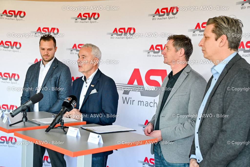 ASVÖ_ Pressekonferenz Spendentool_ 05.03.2026-20 | 05.03.2026, GRAZ, AUT, ASVÖ, Pressekonferenz Spendentool, Wie ermöglichen Spenden, im Bild Christoph Högler (FanInvest), Peter Reichl (Präsident ASVÖ Österreich), Björn Lobenwein (Obmann Dynamo Sport), Michael Horvath, (Vize Präsident ASVÖ Steiermark)© ASVÖ Steiermark/Dostal - Realisiert mit Pictrs.com