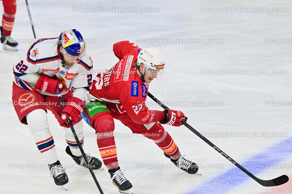 EC KAC vs. EC Red Bull Salzburb | #22 Robertson Dennis Eamon EC RED BULL SALZBURG,  #22 Peeters Senna EC KAC, EC KAC vs. EC Red Bull Salzburb, EC KAC vs. EC Red Bull Salzburb am 04.04.2025 in Klagenfurt (Heidi Horten Arena), Austria, (Photo by Bernd Stefan)