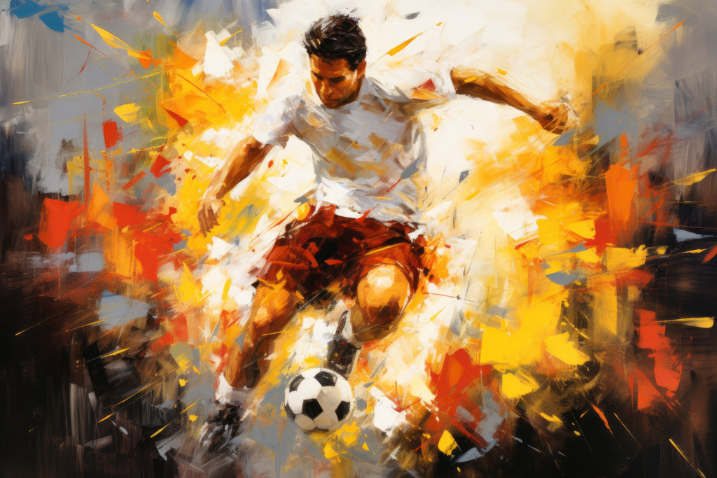 2307240 - Fußballer | Sehr dynamisches digitales Gemälde eines Fußballspielers.
Bestellen Sie unsere Motive als hochwertige Kunstdrucke auf Leinwand, Acrylglas, Alu-Dibond oder als Poster.