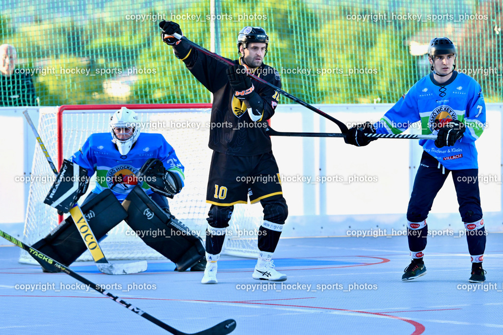 VAS Ballhockey Villach vs. ASKÖ Villach Ballhockey | #7 Urbanek Martin SV ASKÖ Ballhockey, #10 Falkner Marco VAS Ballhockey Villach, #35 Lepuschitz Leo SV ASKÖ Ballhockey, VAS Ballhockey Villach vs. ASKÖ Villach Ballhockey , VAS Ballhockey Villach vs. ASKÖ Villach Ballhockey  am 13.05.2026 in Villach (Alpen Arena ), Austria, (Photo by Bernd Stefan)