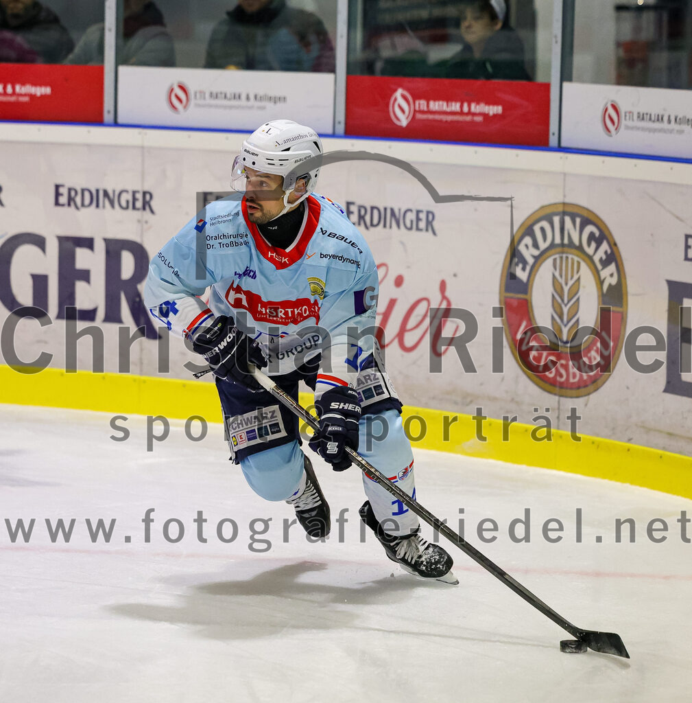 2025-10-05_064_TSV_Erding_gegen_Heilbronner_Falken | Erding, Deutschland, 05.10.2025:Eishockey, Oberliga Süd 2025 / 2026, 6. Spieltag, TSV Erding gegen Heilbronner Falken, Endergebnis: 3:1Niklas Jentsch (Heilbronner Falken, #14)Foto: Christian Riedel / fotografie-riedel.net