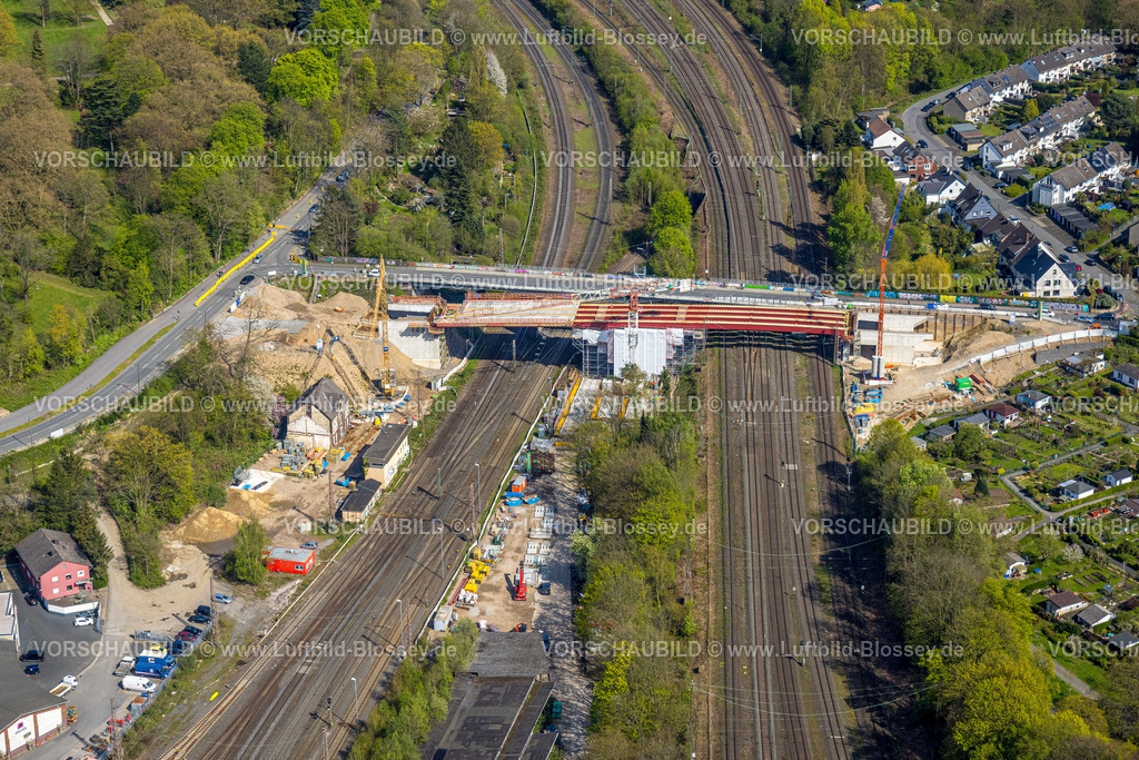 Bochum230404547 | Luftbild, Baustelle Brückenneubau Lohring, Grumme, Bochum, Ruhrgebiet, Nordrhein-Westfalen, Deutschland