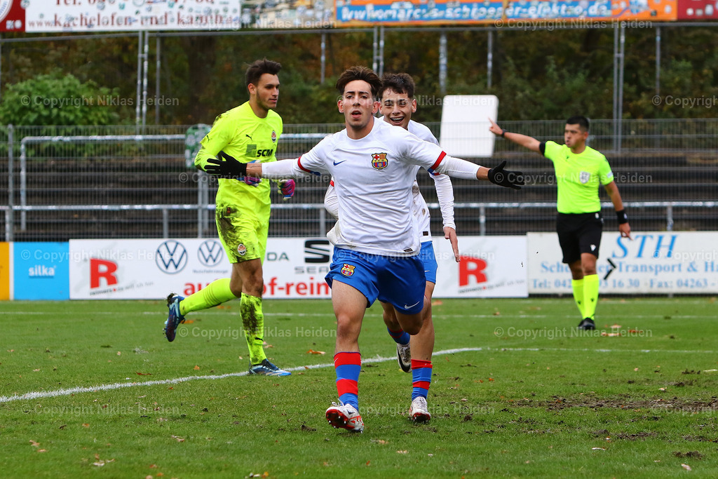 NH_FCShakhtarDonetsk_FCBarcelona_YouthLeague_07112023 | #11 Dani Rodriguez (FC Barcelona U19) bejubelt seinen Treffer zum 2:0.

UEFA Youth League I 4. Spieltag I 07.11.2023