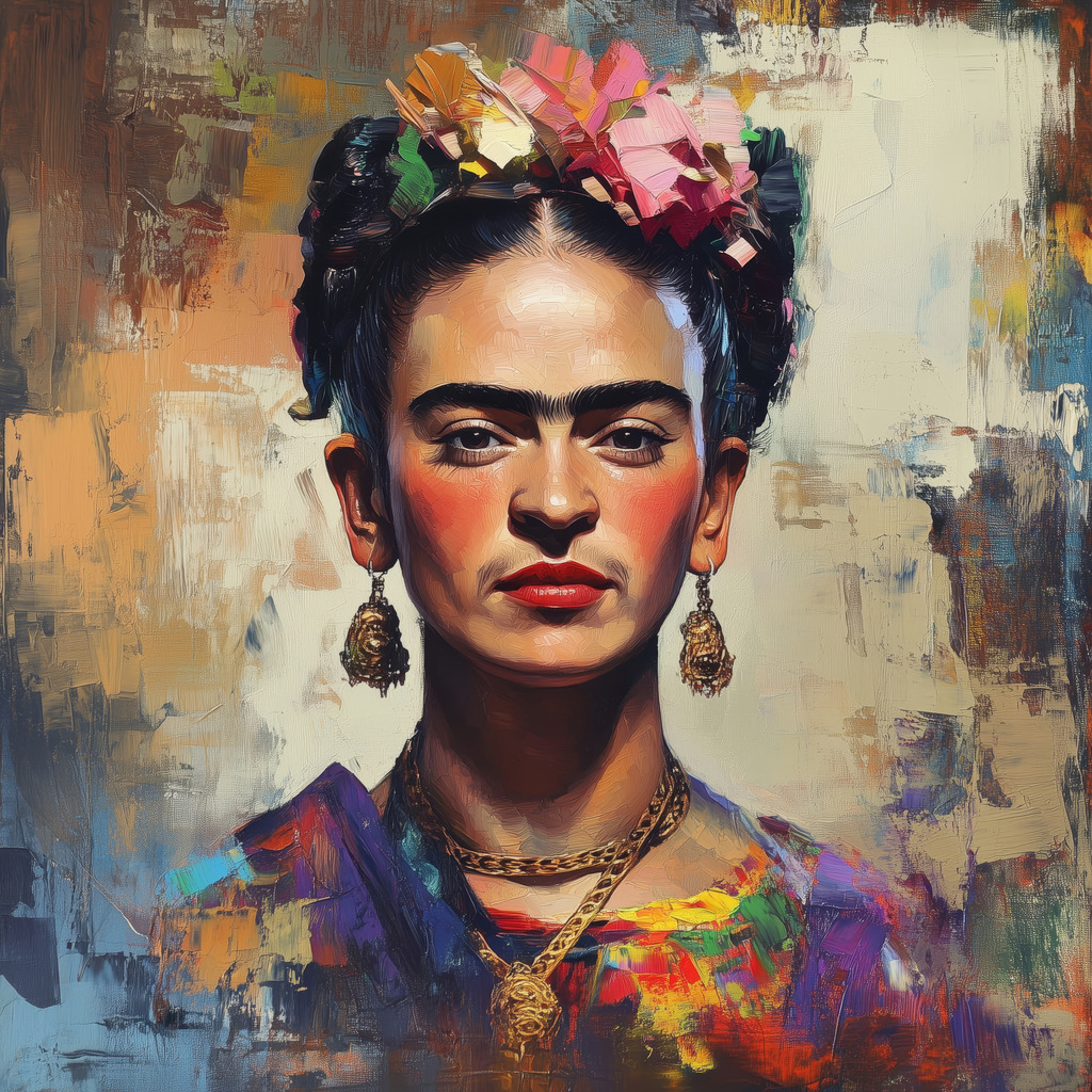 2501042 - Frida Porträt | Porträt von Frida Kahlo im Stil eines Gemäldes.