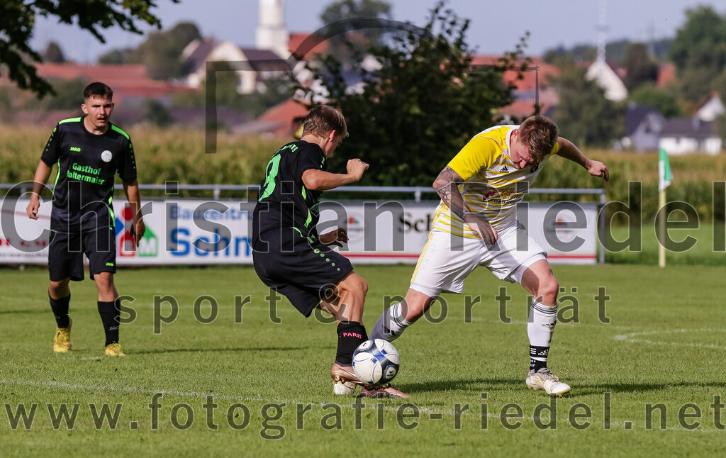 2023-09-17_078_SpVgg_Neuching_gegen_FC_Langenpreising | Neuching, Deutschland, 17.09.2023:
Fußball, A-Klasse 2023 / 2024, 7. Spieltag, SpVgg Neuching gegen SpVgg Langenpreising, Endergebnis: 5:1

Johannes Graf (SpVgg Neuching, #8), Sebastian Michel (SpVgg Langenpreising, #15)

Foto: Christian Riedel / fotografie-riedel.net