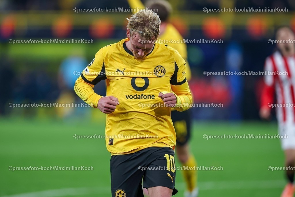 UCL01102501256 | 01.10.2025, Fußball, UEFA Champions League, Borussia Dortmund - Athletic Club Bilbao, BVB Stadion, 2. Spieltag, Saison 2025 2026: Julian Brandt (BVB #10)  Regulations prohibit any use of photographs as image sequences and or quasi-video.