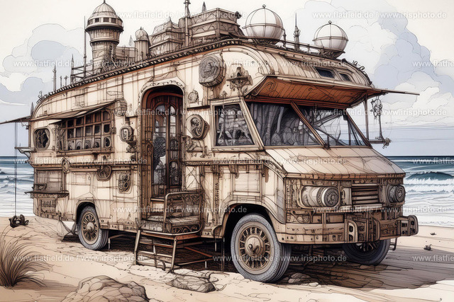 Steampunk Wohnmobil 3 | Digital Art | Digitale Kunst