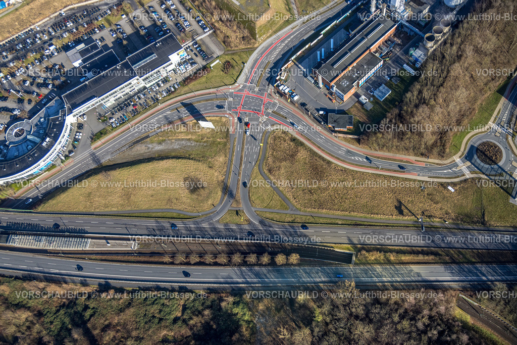 Dortmund240101223 | Luftbild, Technologiepark Gewerbegebiet Phoenix West, Straßenkreuzung mit Radweg Nortkirchenstraße und Bundesstraße B54, Verkehrssituation, Hörde, Dortmund, Ruhrgebiet, Nordrhein-Westfalen, Deutschland
