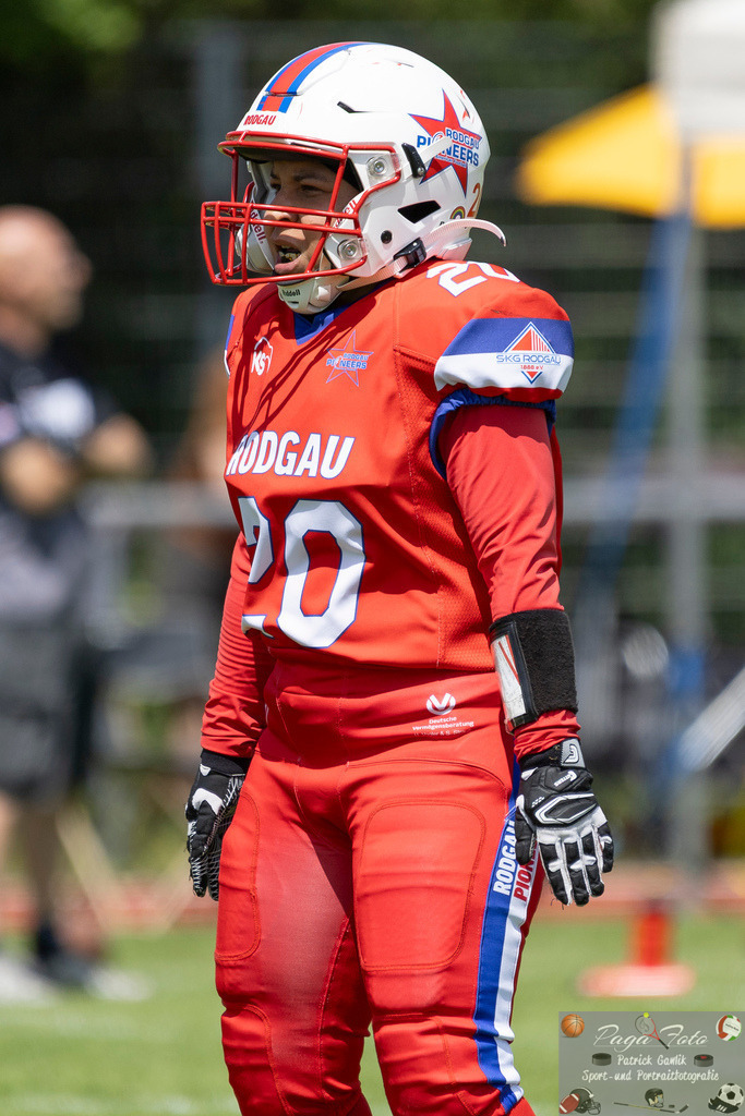 GFLW 1: German Football League Women 1: Rodgau Pioneers Ladies - Stuttgart Scorpions Sisters, 07.06.2026 | Sade Florine Woitkewitz (Rodgau Pioneers Ladies #20), Freisteller, Portrait / Porträt, Rodgau Pioneers Ladies - Stuttgart Scorpions Sisters, Rodgau, Maingau-Energie-Stadion "Am Weichsee", 7.6.2026 - Realisiert mit Pictrs.com