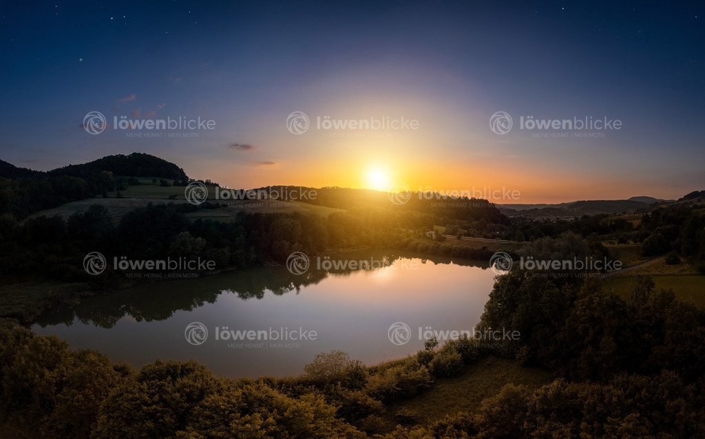 Stausee bei Donzdorf im Sonnenuntergang | löwenblicke | shop