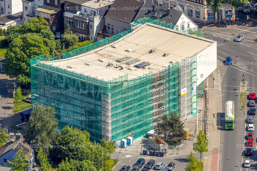 Hamm250500434Musikschule | Luftbild, Sanierung der Städtischen Musikschule, Baustelle mit Baugerüst und Verhüllung, Mitte, Hamm, Ruhrgebiet, Nordrhein-Westfalen, Deutschland