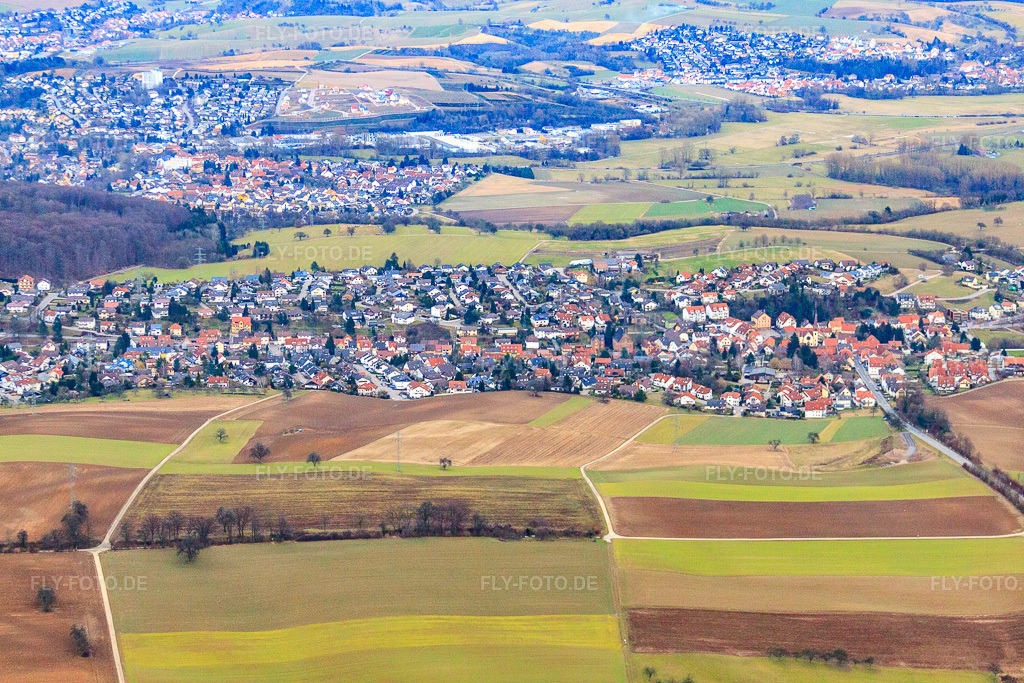 Luftbild: Ortsansicht von Westen im Ortsteil Gauangelloch in Leimen im Bundesland Baden-Württemberg in Deutschland. Foto: IMG_24787.jpg vom 27.02.2010 durch Werner Riehm/FLY-FOTO.de
