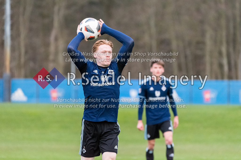 Fußball, Saison 2022/23, Freundschaftsspiel, Hamburger SV II (U21) - Eimsbütteler TV, Trainingsplatz am Volksparkstadion (Hamburg), 28.03.2023 | Leon Sommer (#22, HSV II)