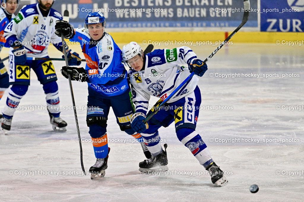 ESC SPARKASSE STEINDORF vs. UECR Huben  | #46 Maurer Julian ESC Steindorf, #29 Bstieler Raphael UECR EISBÄREN HUBEN, ESC SPARKASSE STEINDORF vs. UECR Huben , ESC SPARKASSE STEINDORF vs. UECR Huben  am 06.02.2026 in Steindorf (Ossiachersee Halle), Austria, (Photo by Bernd Stefan)