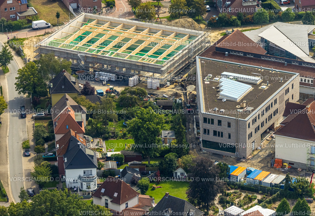 Hamm230902343 | Luftbild, Baustelle mit Neubau und Sanierung Arnold-Freymuth-Gesamtschule / Falkschule, Stadtbezirk Herringen, Hamm, Ruhrgebiet, Nordrhein-Westfalen, Deutschland