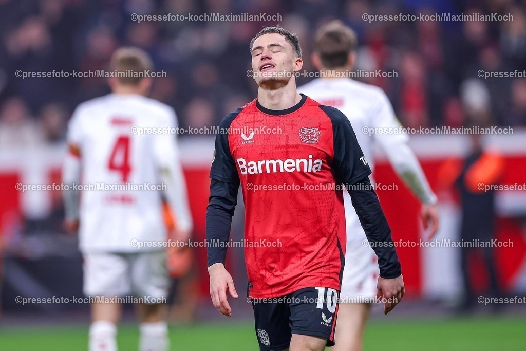 DFB05022502233 | 05.02.2025, Fußball, DFB-Pokal Viertelfinale, Bayer 04 Leverkusen - 1.FC Köln, BayArena, Saison 2024 2025: Florian Wirtz (Bayer04 Leverkusen #10)DFB regulations prohibit any use of photographs as image sequences and or quasi-video.