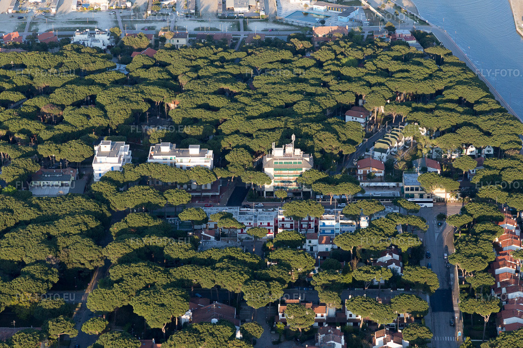 Vue aérienne: Vue de la ville à Lido degli Estensi dans le département Émilie-Romagne, Italie. Photo: IMG_098711.jpg prise le 06/04/2017 par Werner Riehm/FLY-FOTO.eu – Résolution de l'original: 5472 x 3648 px