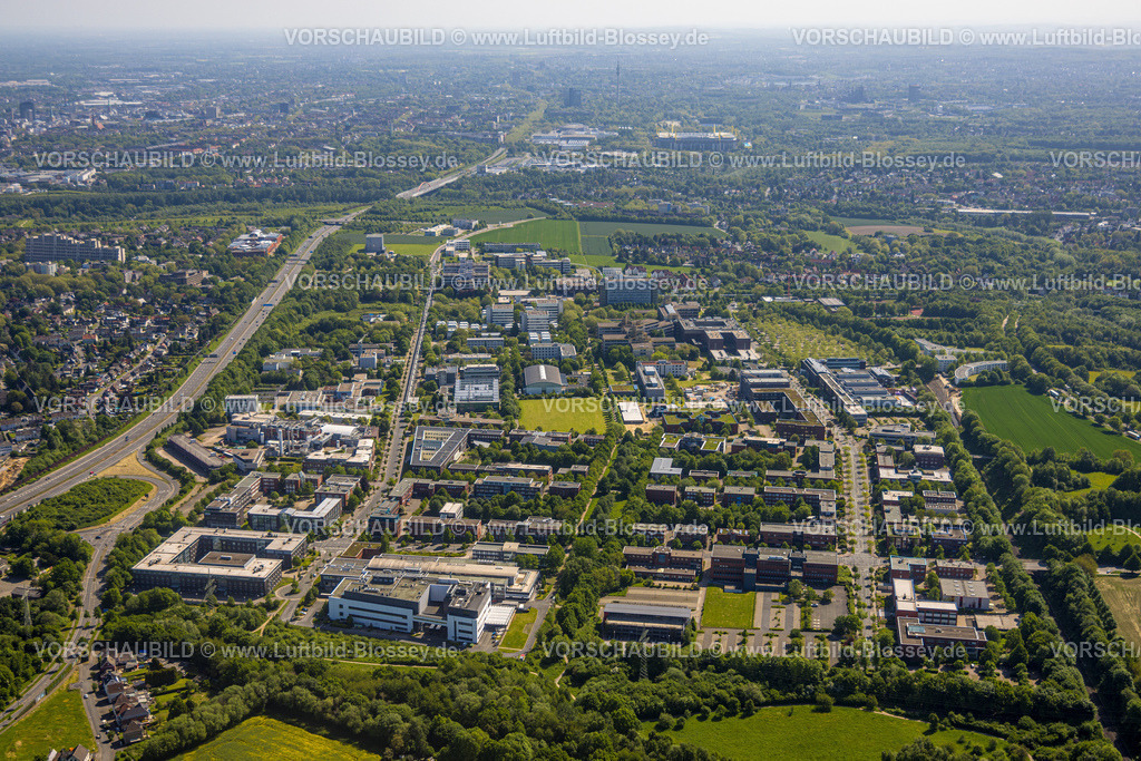 Dortmund230504298 | Luftbild, TU Technische Universität Dortmund, Technologiezentrum (TZDO), Autobahn A40, Blick nach Dortmund, Eichlinghofen, Dortmund, Ruhrgebiet, Nordrhein-Westfalen, Deutschland