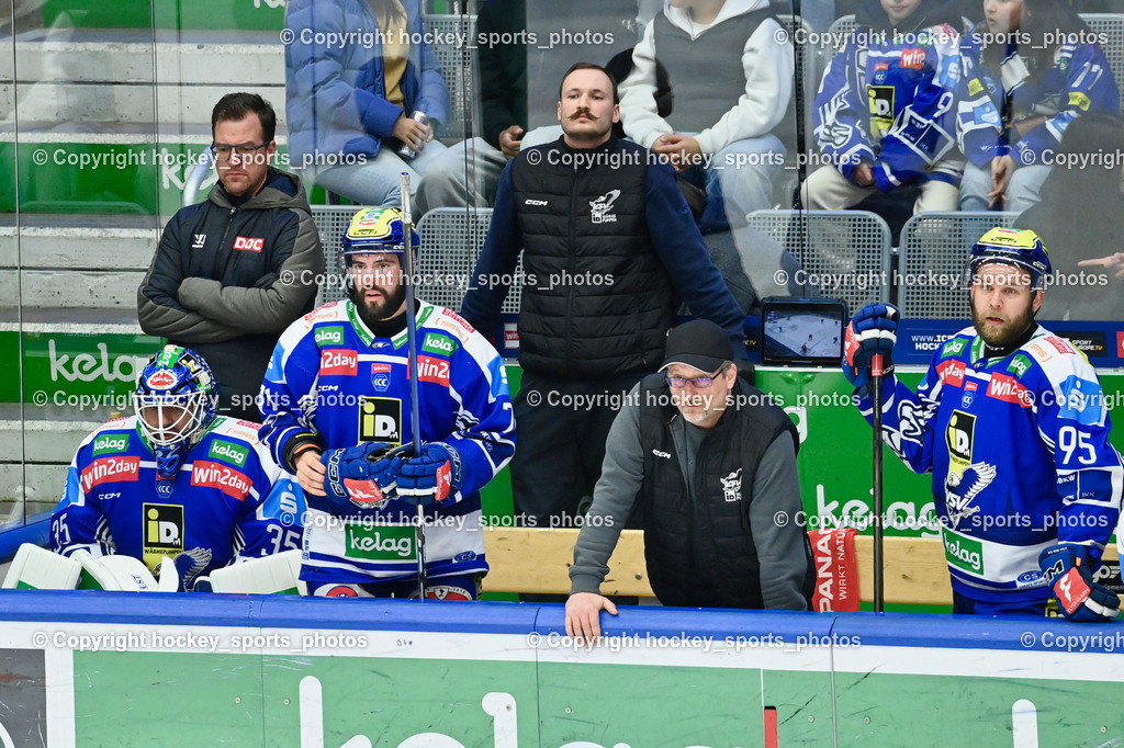 EC IDM WÄRMEPUMPEN VSV vs. MOSER MEDICAL GRAZ99ERS | #35 Joe Cannata EC VSV hängenden Kopf, , #71 Steven Strong EC VSV, Dr. Müller-Muttonen Steve-Oliver Teamdoc EC VSV, Nico Steinwender Physiotherapist EC VSV, #95 Mark Katic EC VSV, EC IDM WÄRMEPUMPEN VSV vs. MOSER MEDICAL GRAZ99ERS, EC IDM WÄRMEPUMPEN VSV vs. MOSER MEDICAL GRAZ99ERS am 17.03.2026 in Villach (Stadthalle Villach), Austria, (Photo by Bernd Stefan)