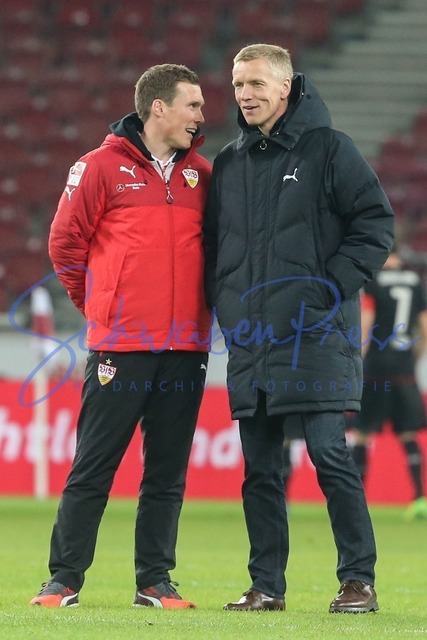 060217Ho098 | Cheftrainer Hannes Wolf (VfB Stuttgart), Jan Schindelmeiser (Vorstand Sport, VfB Stuttgart)
 / 2. BL; VfB Stuttgart vs Fortuna Duesseldorf, Germany, Merceds-Benz-Arena, Stuttgart, 20170206