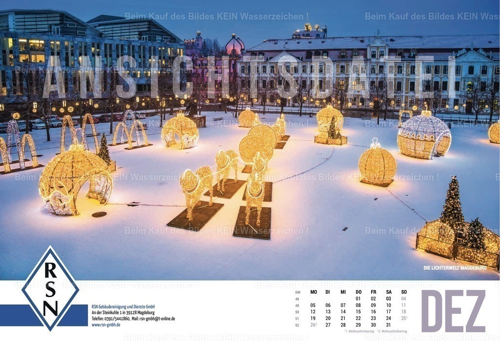 Luftbild Kalender Magdeburg Sachsen Anhalt Lichterwelt | Beispiele Firmenkalender individuell mit eigenem Logo - Realisiert mit Pictrs.com