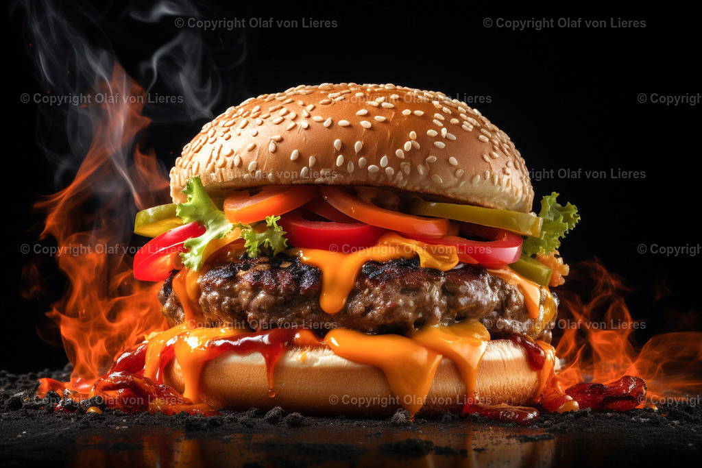 Hamburger | leckerer Burger auf schwarzem Hintergrund