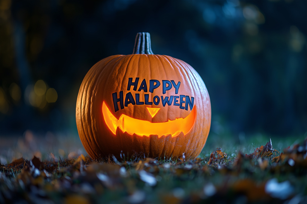 Happy Halloween | Halloween auf einem Friedhof mit Text HAPPY HALLOWEEN  - Realisiert mit Pictrs.com