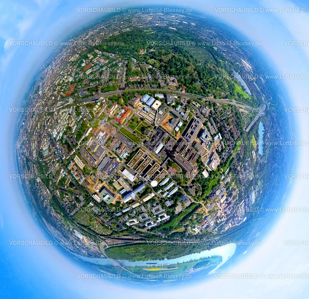 Duesseldorf240590091UniversitaetsKlinikumDuesseldorf | Luftbild, Gelände Universitätsklinikum Düsseldorf, Moorenstraße, Erdkugel, Fisheye Aufnahme, Fischaugen Aufnahme, 360 Grad Aufnahme, tiny world, little planet, fisheye Bild, Bilk, Düsseldorf, Nordrhein-Westfalen, Deutschland