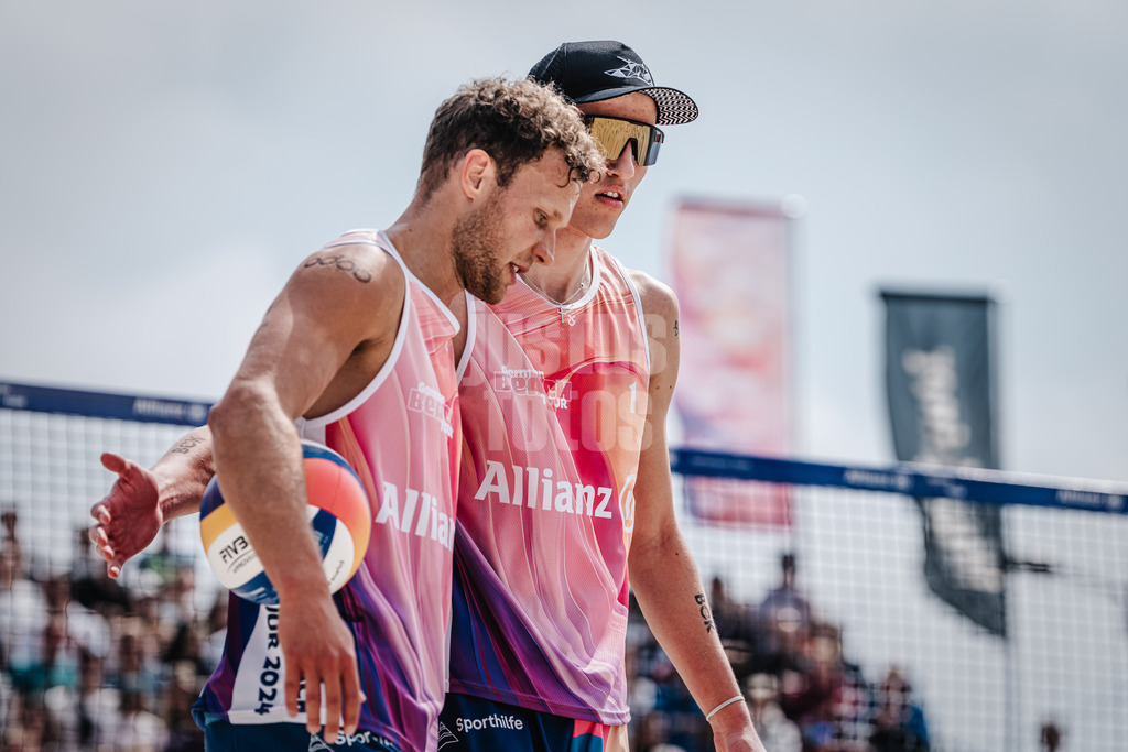 Beachvolleyball | Männer | German Beach Tour 2024 | Tourstop Düsseldorf | 19.05.2024 | Eric Stadie (links) und Momme Lorenz (rechts)