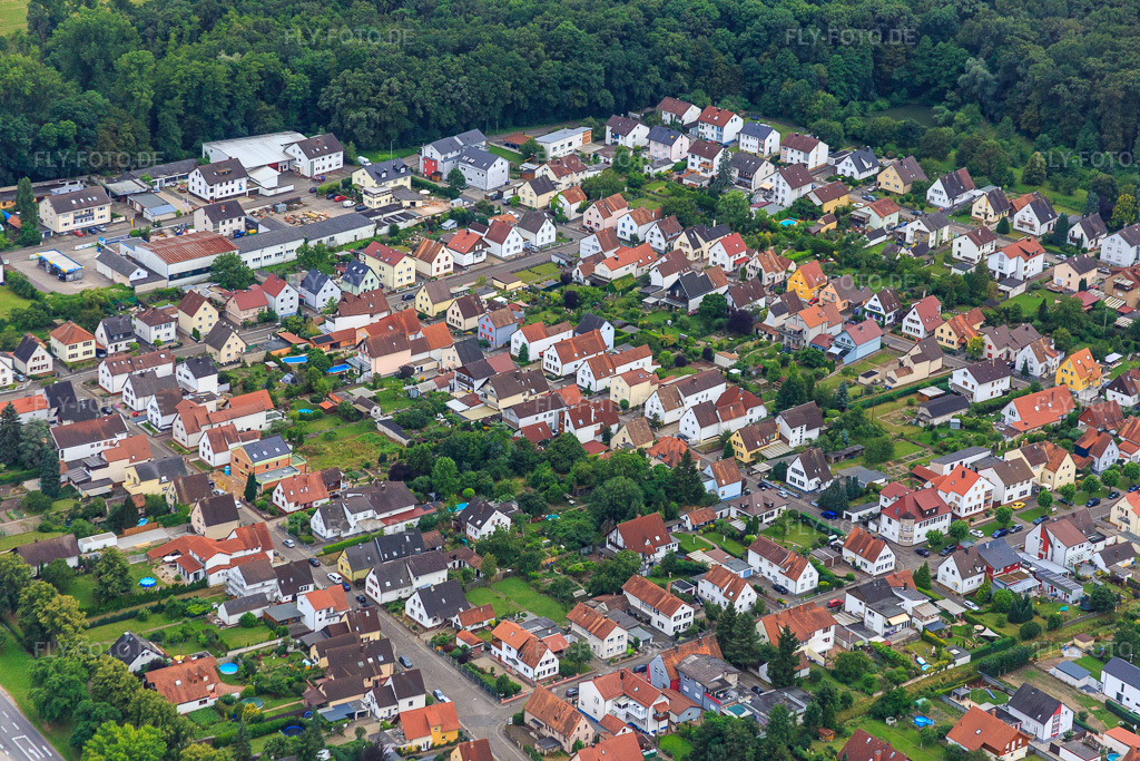 Luftbild: Siedlung Gartenstadt von Nordosten in Kandel im Bundesland Rheinland-Pfalz in Deutschland. Foto: IMG_092193.jpg vom 16.07.2016 durch Werner Riehm/FLY-FOTO.de